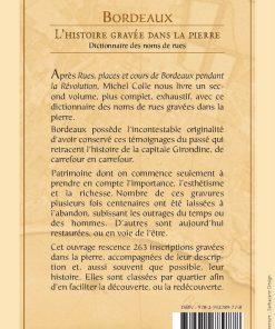 Dos du livre Bordeaux, l'histoire gravée dans la pierre par Michel Colle