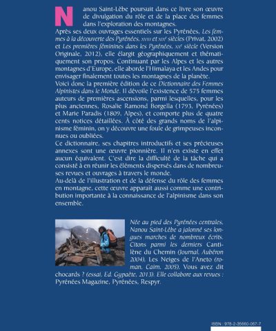 Résumé du dictionnaire des femmes alpinistes par Nanou Saint-Lèbe