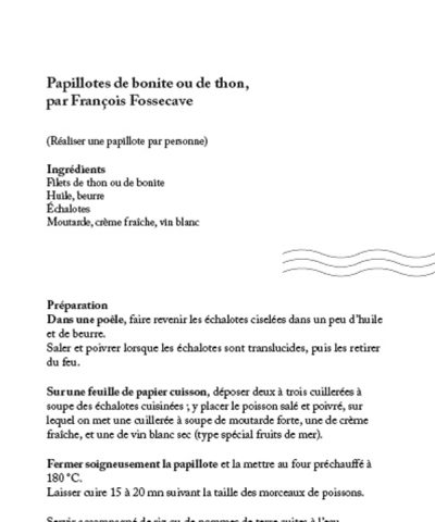 recette de papillotes de bonite