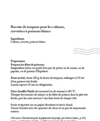 Recette de tempura pour calama r